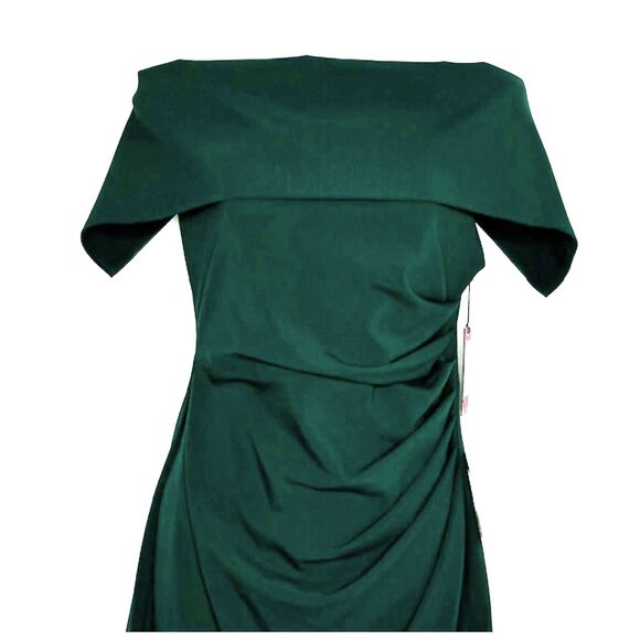 VINCE CAMUTO GREEN OFF THE SHOULDER BODY CON RUCHED DRESS SIZE 6 NWT $148 - Picture 2 of 16